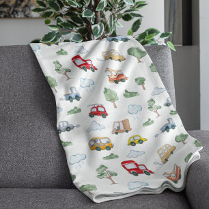 Couverture Polaire Voitures De Cartoon Avec Véhicules Motif sans cout