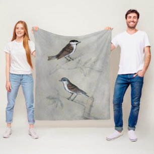 Couverture Polaire Volière argentée une paire d'oiseaux