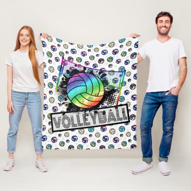 Couverture Polaire Volley Ball Fleece Blanche (En situation)