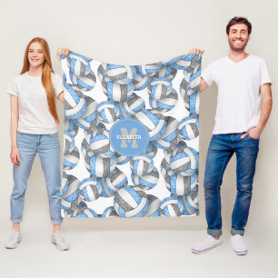 Couverture Polaire volley-ball gris bleu girly