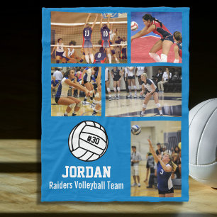 Couverture Polaire Volley-ball personnalisé 5 Photo Collage Nom de l'