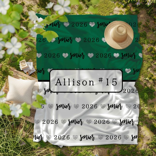 Couverture Polaire Volley-ball personnalisé Senior vert et blanc (Créateur téléchargé)