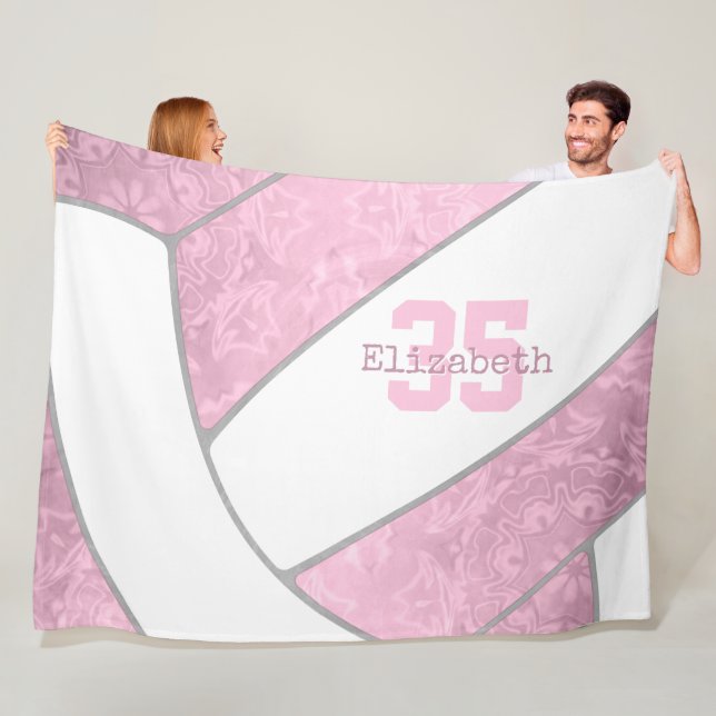 Couverture Polaire volley-ball rose poussiéreux filles sports personn (En situation)