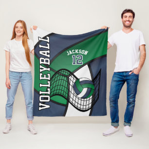 Couverture Polaire Volley-ball 🏐 Sport en bleu marine, blanc et vert