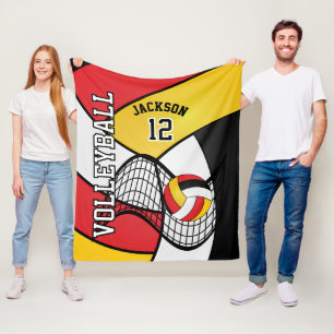 Couverture Polaire Volley-ball 🏐 sport en rouge, noir et jaune