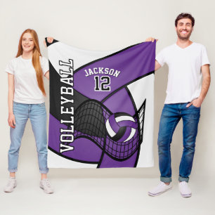 Couverture Polaire Volley-ball 🏐 sport en violet, blanc et noir