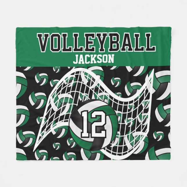 Couverture Polaire Volley-ball - Vert, Noir et Blanc (Devant (Horizontal))