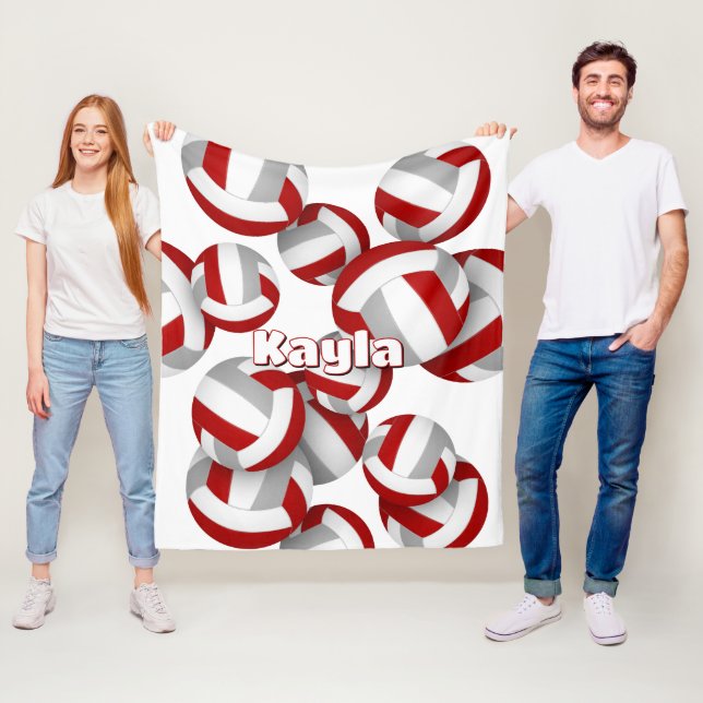 Couverture Polaire volley gris rouge filles salle de sport décor (En situation)