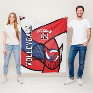 Couverture Polaire Volley 🏐 Sport en Rouge, Blanc et Bleu
