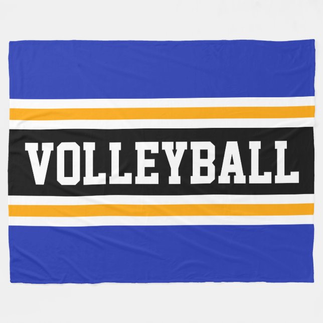 Couverture Polaire VOLLEYBALL amusant Marine Bleu Jaune Bleu Bleu Ble (Devant (Horizontal))