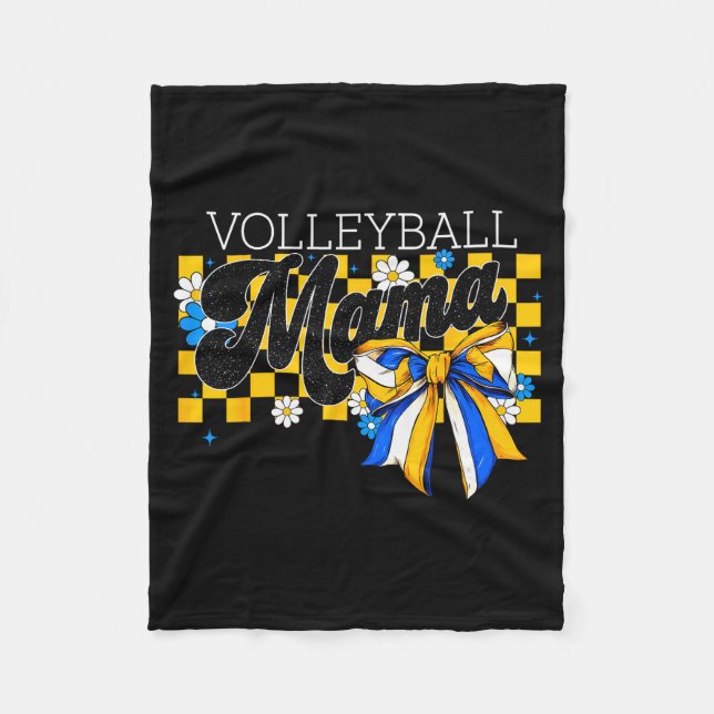 Couverture Polaire Volleyball Mama Mom Game Day Retro Flower Coquette (Devant)