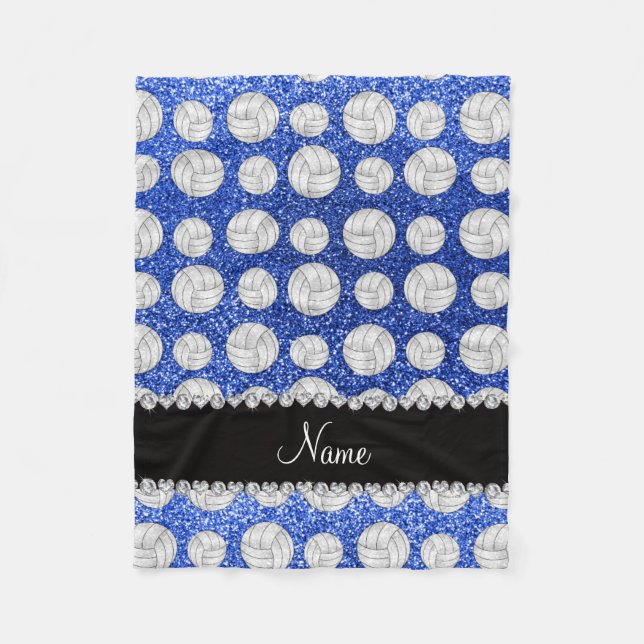 Couverture Polaire Volleyballs bleus nommés faits sur commande de (Devant)