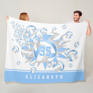 Couverture Polaire volleyballs et étoiles gris-bleu-giral