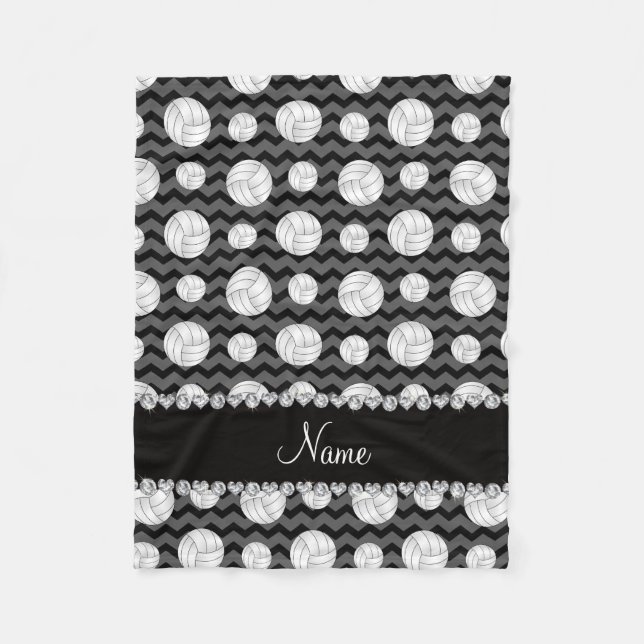 Couverture Polaire Volleyballs noirs nommés personnalisés de chevrons (Devant)