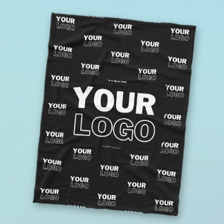 Couverture Polaire Votre logo et arrière-plan Logo répétitif | Noir