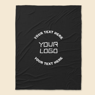 Couverture Polaire Votre logo ou image et texte modifiable Noir & B