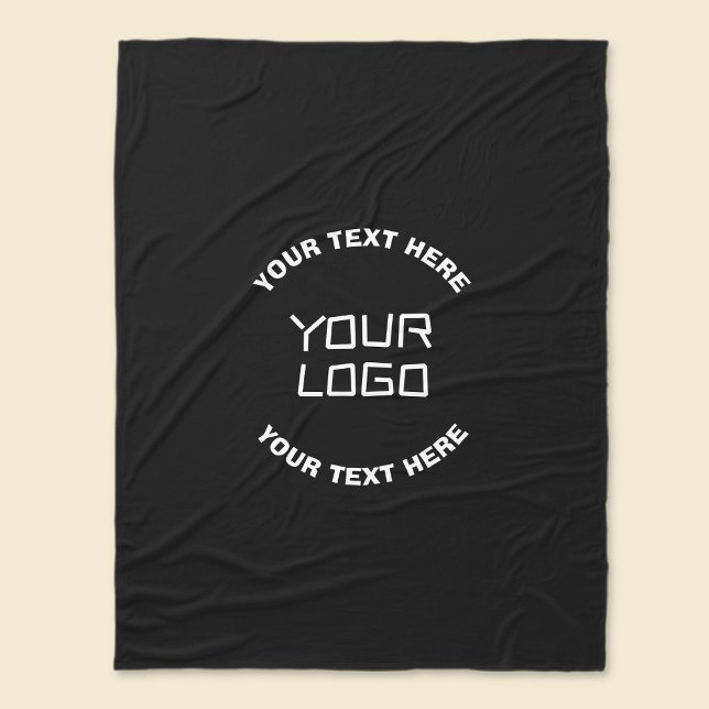 Couverture Polaire Votre logo ou image et texte modifiable | Noir & B (Créateur téléchargé)