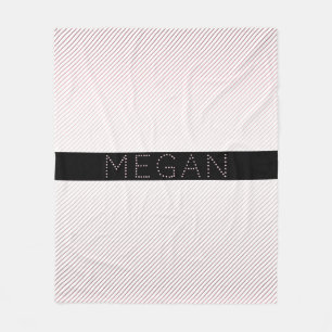 Couverture Polaire Votre nom Blanc fin et Rose subtil Ombre Stripes
