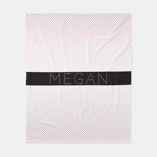 Couverture Polaire Votre nom | Blanc fin et Rose subtil Ombre Stripes (Devant)