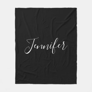 Couverture Polaire Votre nom Élégant script blanc sur noir