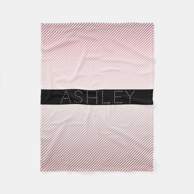 Couverture Polaire Votre nom | Ombre Rose mince et bandes blanches (Devant)