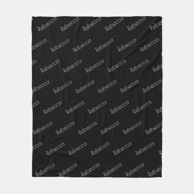 Couverture Polaire Votre nom | Style blanc moderne sur noir (Devant)