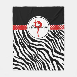 Couverture Polaire Votre nom Zebra Print Gymnastique avec des détails