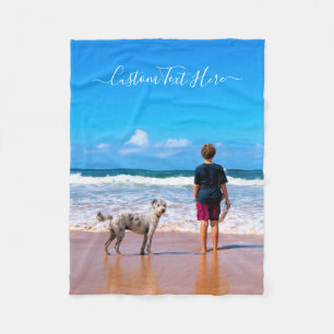 Couverture Polaire Votre photo Bébé Blanche polaire Nom du texte pers