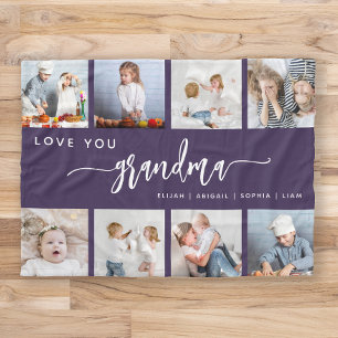 Couverture Polaire Vous aime grand-mère 8 Collage photo Violet