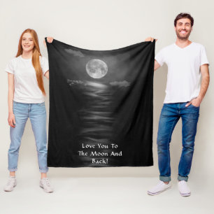 Couverture Polaire Vous Aimez À La Lune Et À L'Arrière Blanc Noir