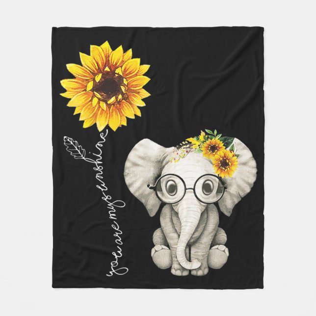 Couverture Polaire Vous Êtes Mon Sunshine Hippie Sunflower Elephant (Devant)