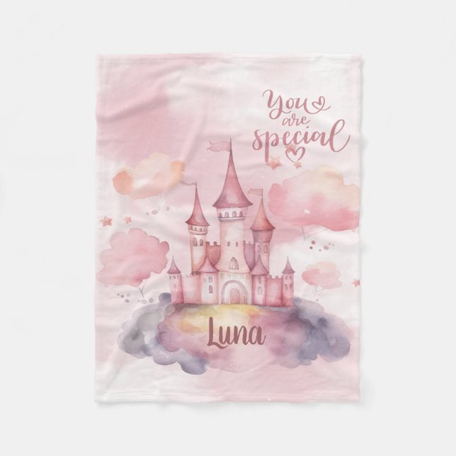 Couverture Polaire Vous êtes Palais spécial sur le nuage rose (Devant)