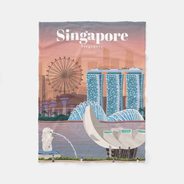 Couverture Polaire Voyage Art Voyage à Singapour (Devant)