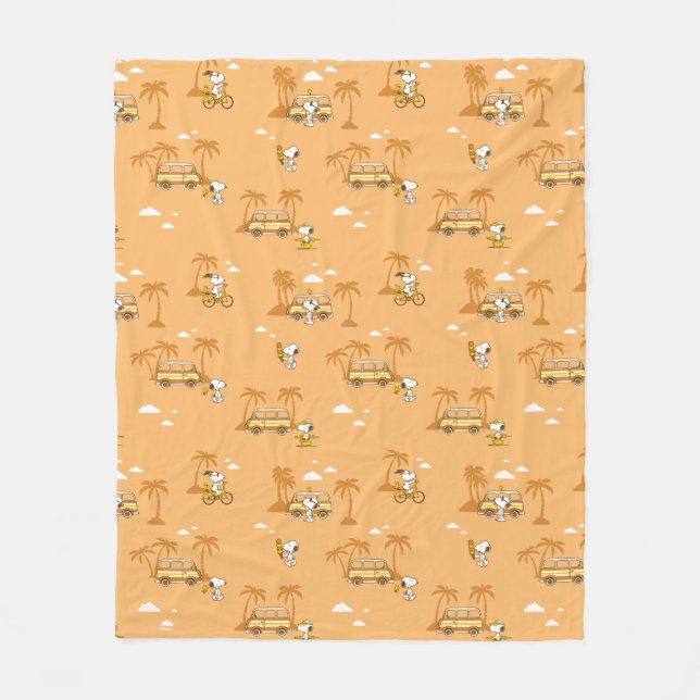 Couverture Polaire Voyage sur route | Peanuts Snoopy Beach Motif (Devant)