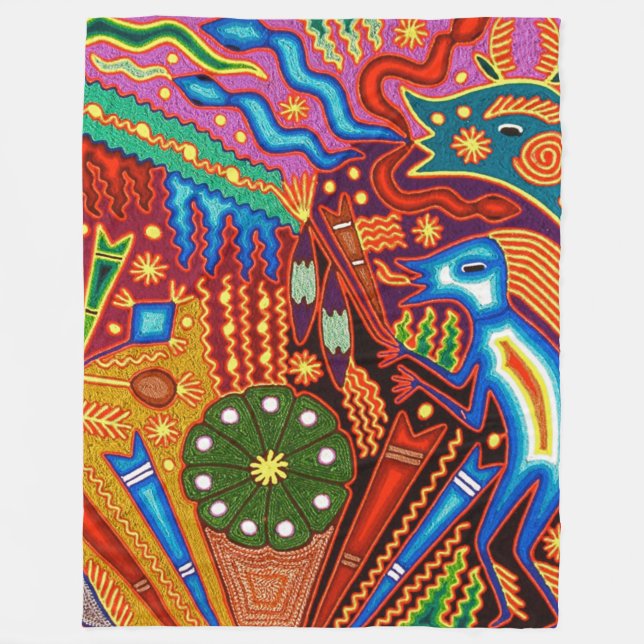 Couverture Polaire Voyage tribal maya mexicain de Boho d'art d'Oaxaca (Devant)