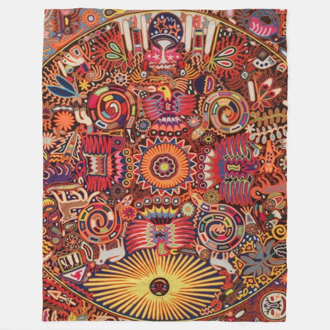 Couverture Polaire Voyage tribal maya mexicain de Boho d'art d'Oaxaca (Devant)