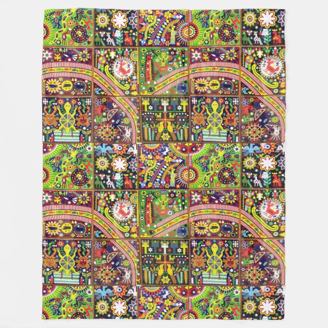 Couverture Polaire Voyage tribal maya mexicain de Boho d'art d'Oaxaca (Devant)