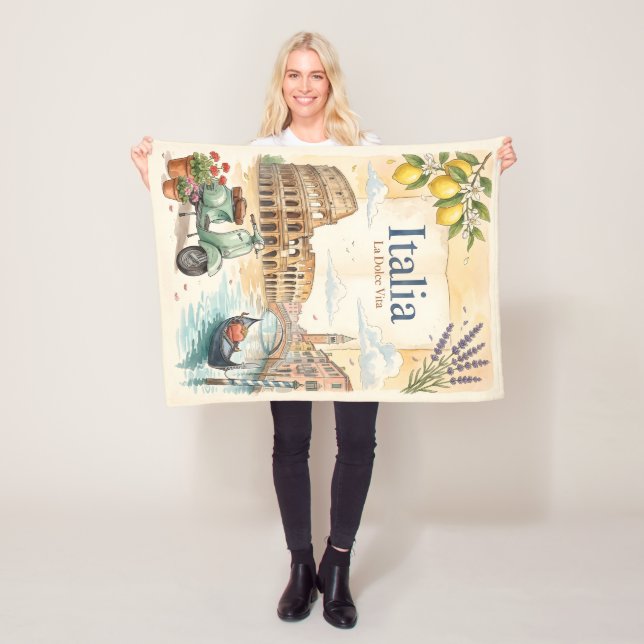 Couverture Polaire Voyage Vintage Italie (En situation)