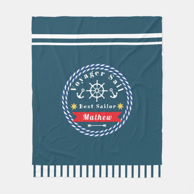 Couverture Polaire Voyager nautique meilleur marin bleu foncé (Devant)