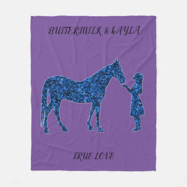 COUVERTURE POLAIRE "VRAI AMOUR" BLANCHET DE CHEVAL AVEC NOM PERSONNAL (Devant)