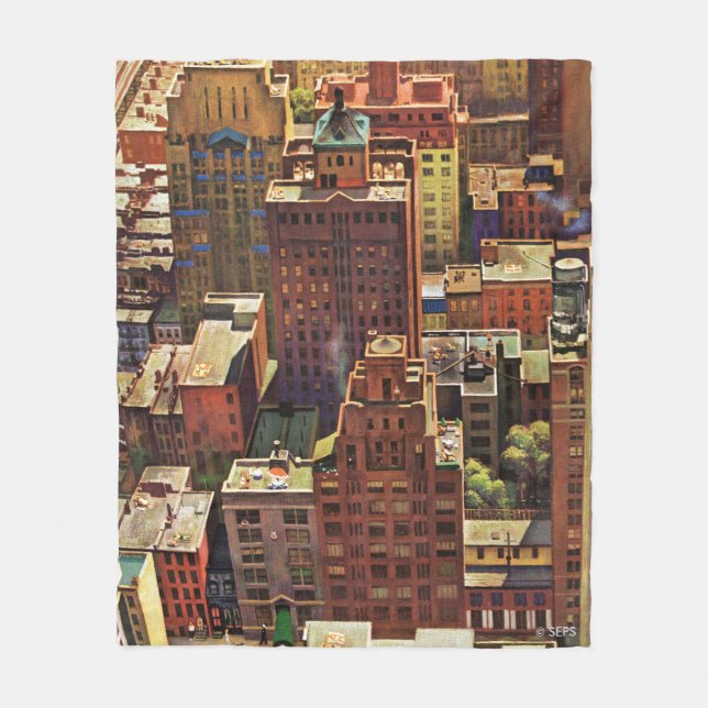 Couverture Polaire Vue de New York par John Falter (Devant)