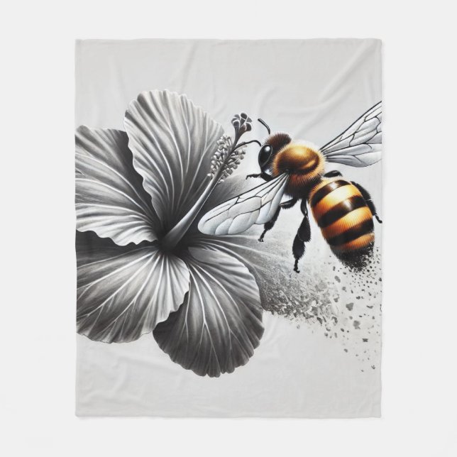 Couverture Polaire Vue macro détaillée d'une abeille (Devant)