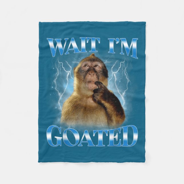 Couverture Polaire Wait I'm Goated Funny Thinking Monkey Meme Brainro (Devant)