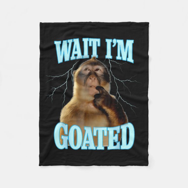 Couverture Polaire Wait I'm Goated Funny Thinking Monkey Meme Brainro (Devant)