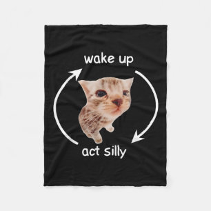 Couverture Polaire Wake Up Act Silly _ Pleurant Mème de chat banane