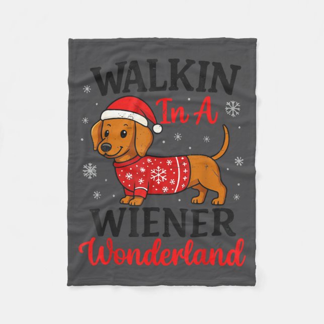 Couverture Polaire Walking In Weiner Wonderland Mini Dachshund Christ (Devant)