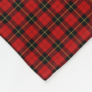 Couverture Polaire Wallace Clan Classic Rouge et Tartan noir