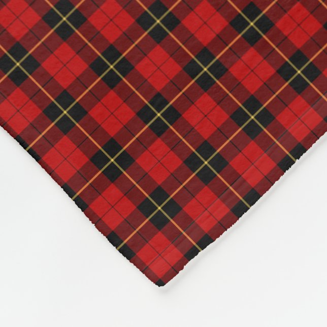 Couverture Polaire Wallace Clan Classic Rouge et Tartan noir (Coin)