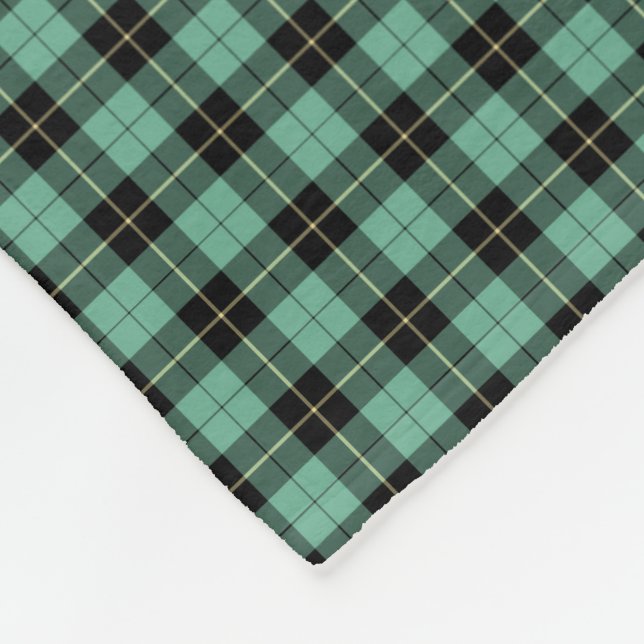 Couverture Polaire Wallace Clan Vert clair Chasse Ancienne Tartan (Coin)