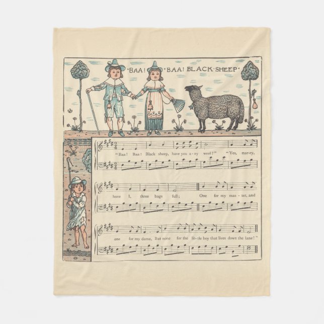 Couverture Polaire Walter Crane Baa Baa Mouton Noir Comptine (Devant)